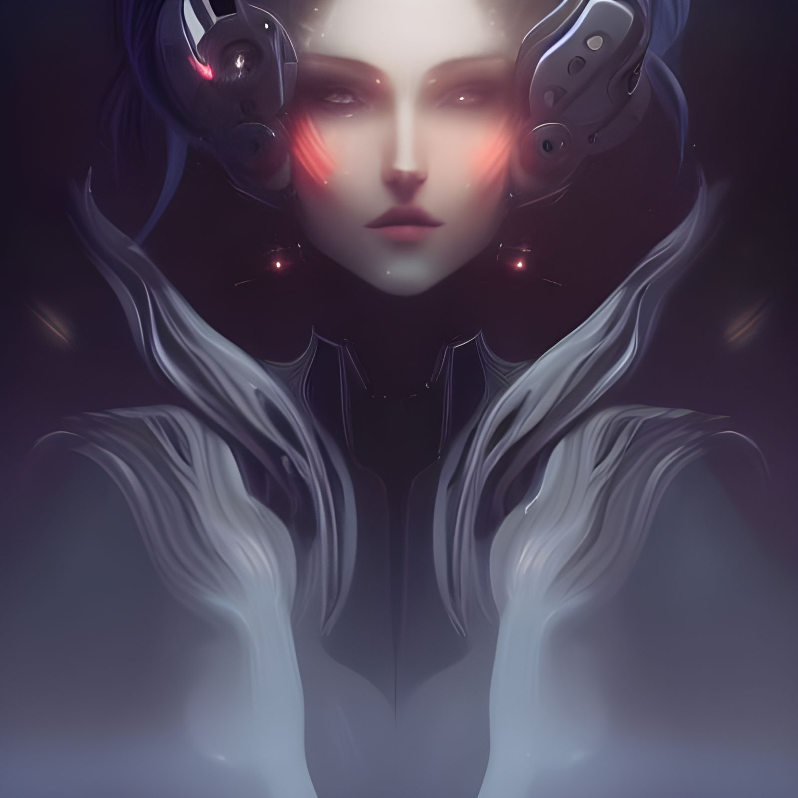 Ethereal Space Elven Mech Goddess in Anime Style