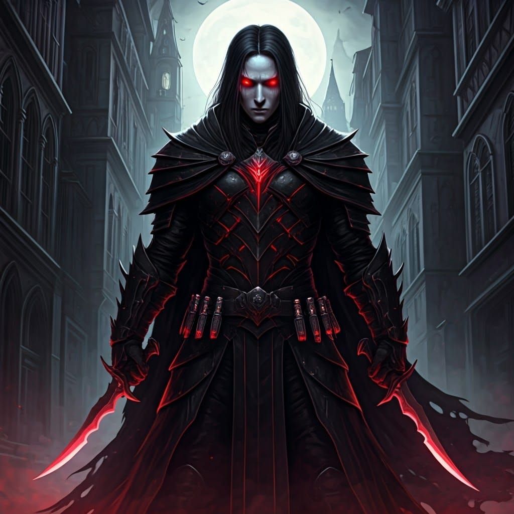 Crimson Shroud in High-Tech Armor, Gothic Alley