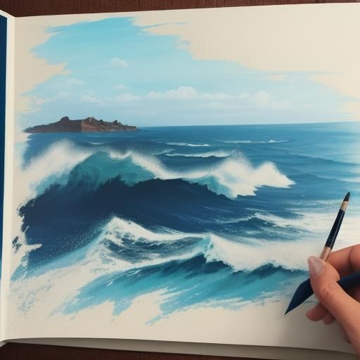 Vibrant Gouache Painting of a Newly Discovered Sea