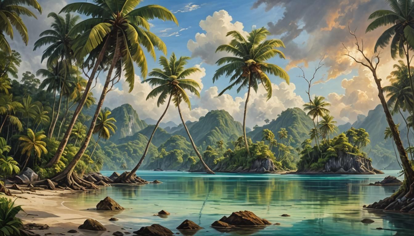 West Papua Paradise: Ethereal Oil Painting Landscape