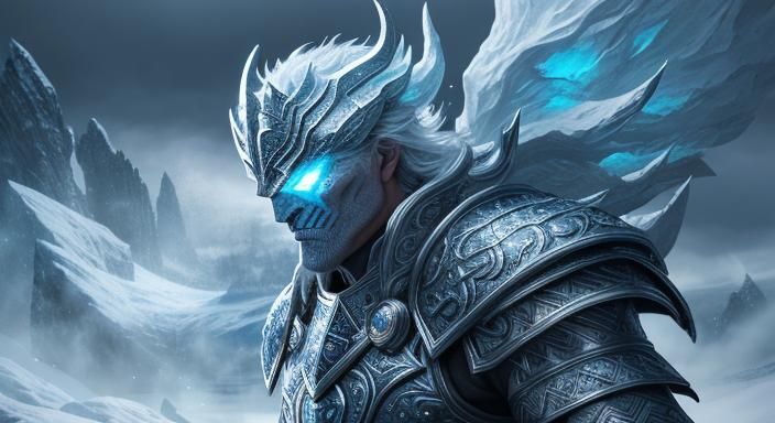 Snow Devil Portrait in Norse Mythology Style