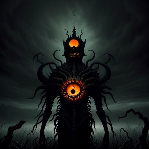 Eldritch Scarecrow Horror in Surreal Cornfield