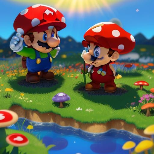 Mario in Vibrant Mushroom Kingdom