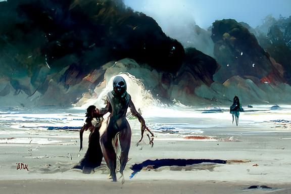 Sinister Deep One Abduction on Beach