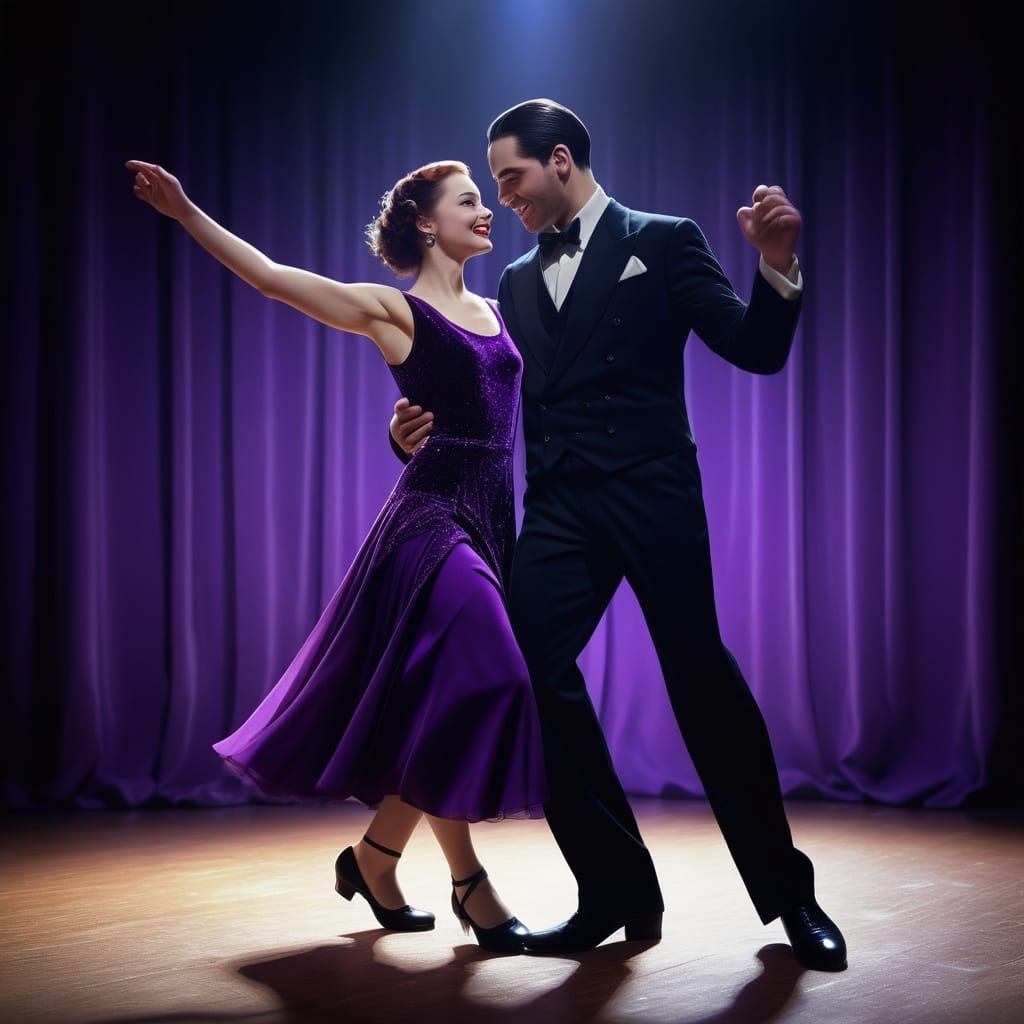 Tap Dancing Duo Steals the Show in Vibrant Violet Velvet