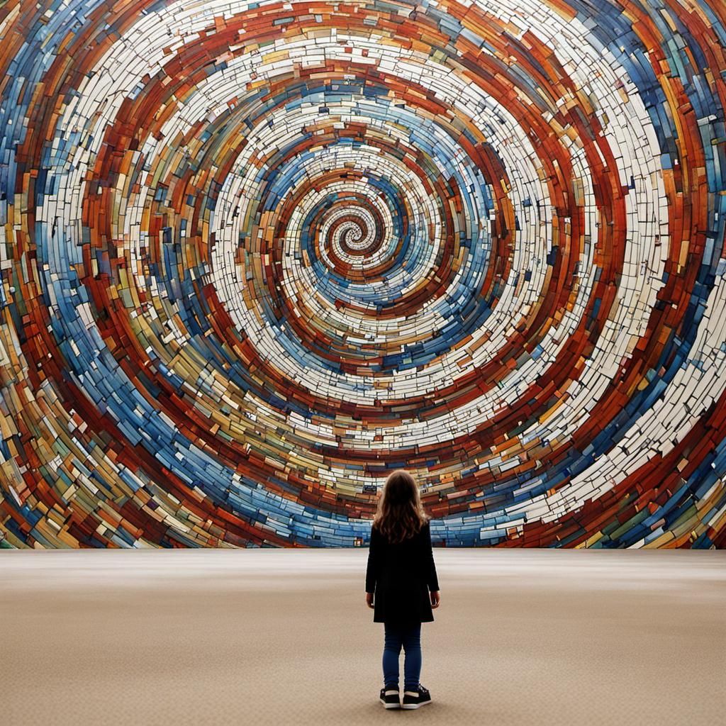 Girl Views Abstract Expressionist Painting