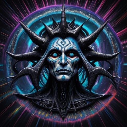 Chaos Magician Reality Warping in Surreal Oil Painting