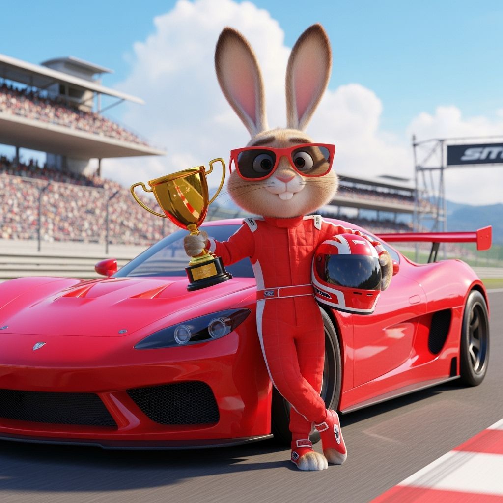 Cartoon Rabbit Wins Race in Pixar-style 3D Render