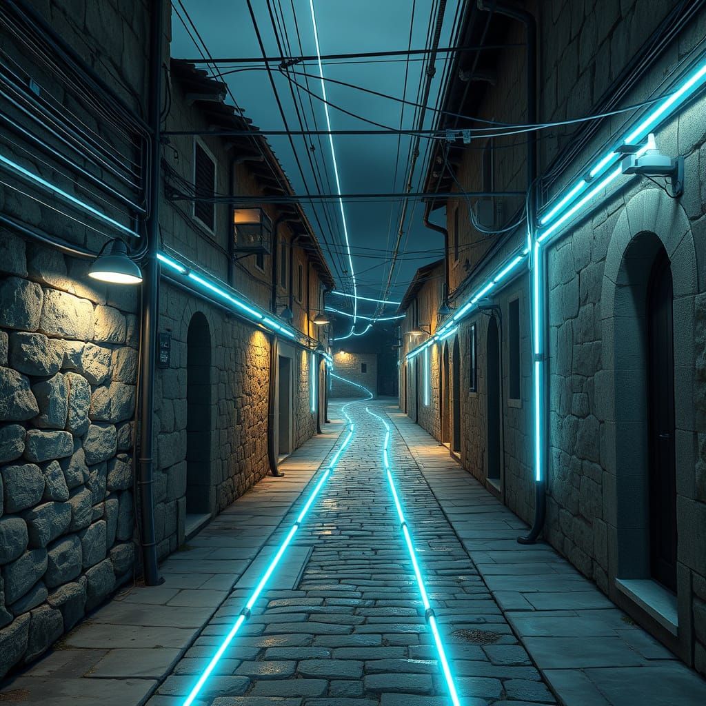 Sleek Futuristic Electrical Infrastructure in Historic Itali...