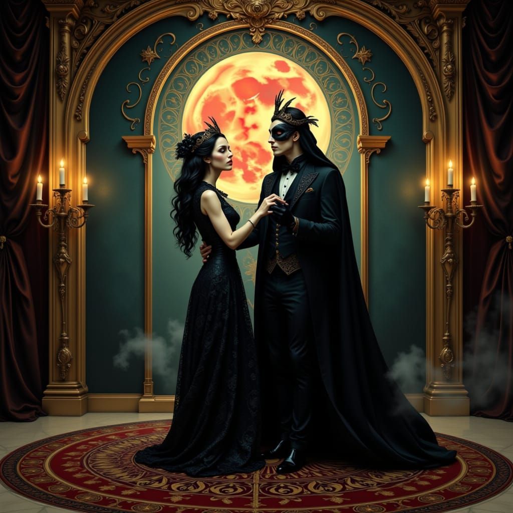 Ethereal Dance in a Lunar Eclipse Ballroom