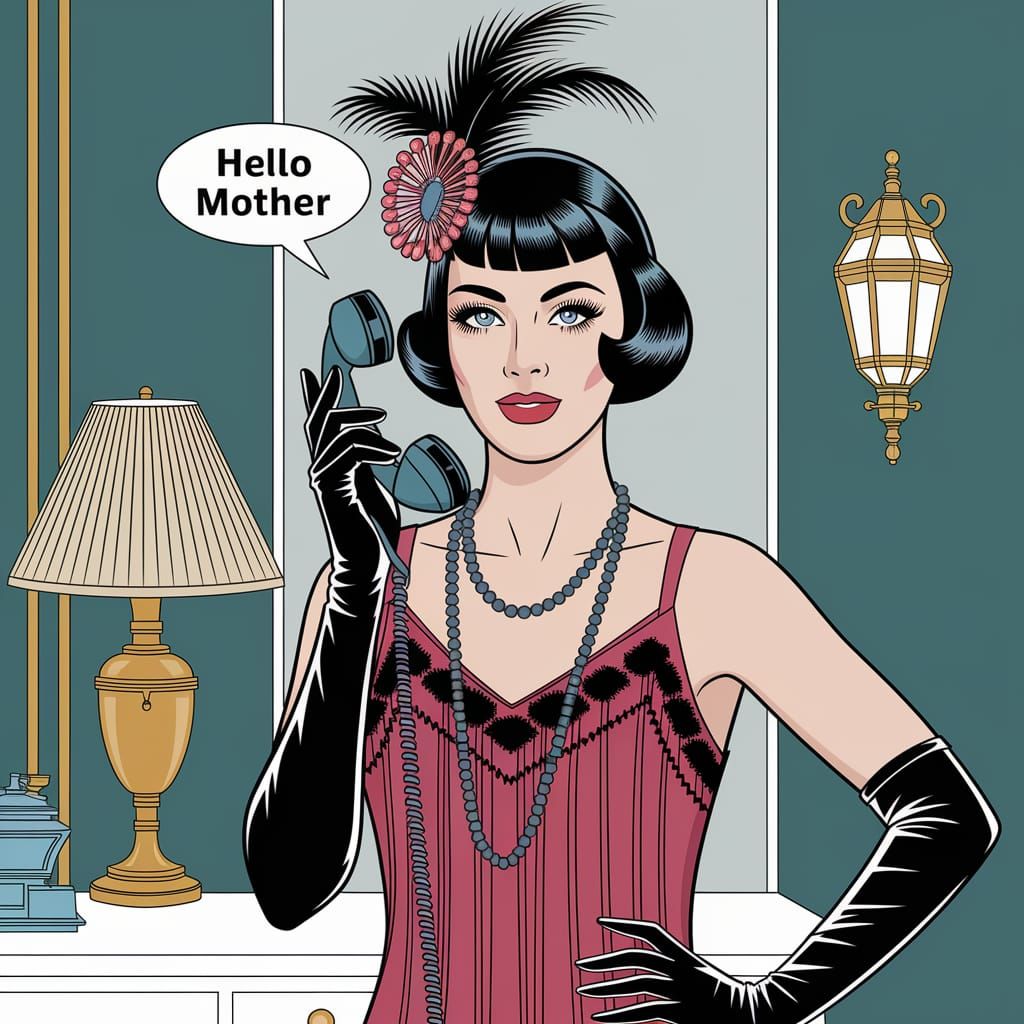 Elegant Flapper Girl Radiates Elegance in Art Deco Style