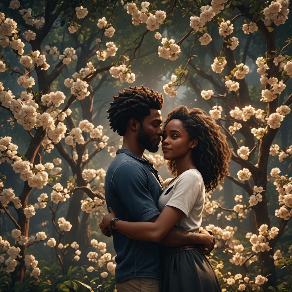 Black Couple in Love: 3D Game Cinematic Render