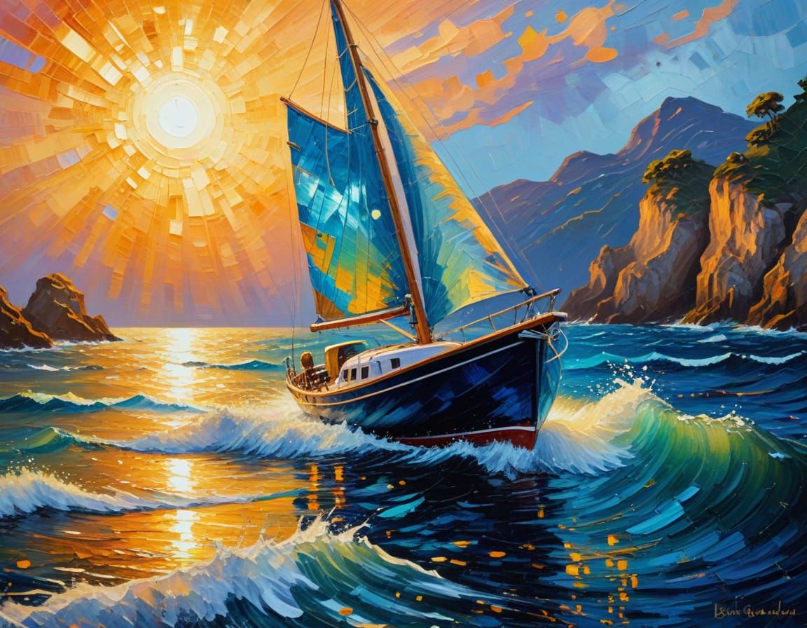 Yacht boat in an ocean cove