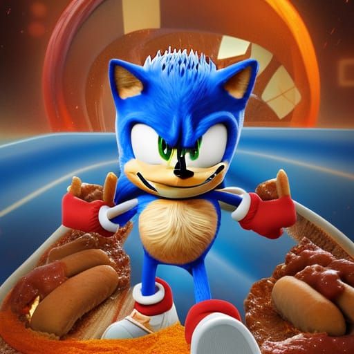 Sonic the Hedgehog and His Chili Dog: Detailed Art