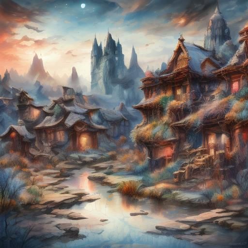 Frozen Apple: Detailed Matte Painting in Watercolor Style