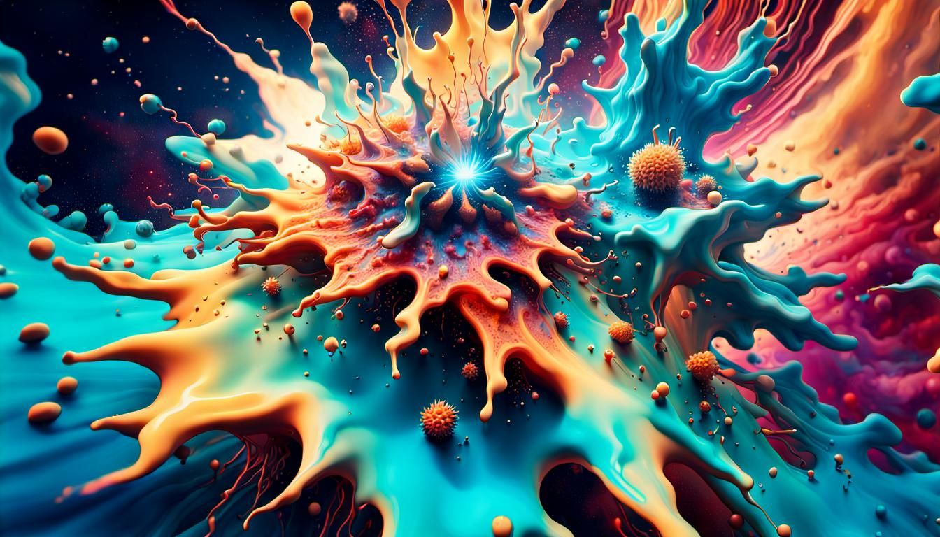 Surreal Astral Explosion in Oil Painting Style