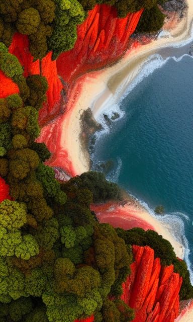 Aerial Jungle Landscape: Fog, Sunrise, Vivid Colors