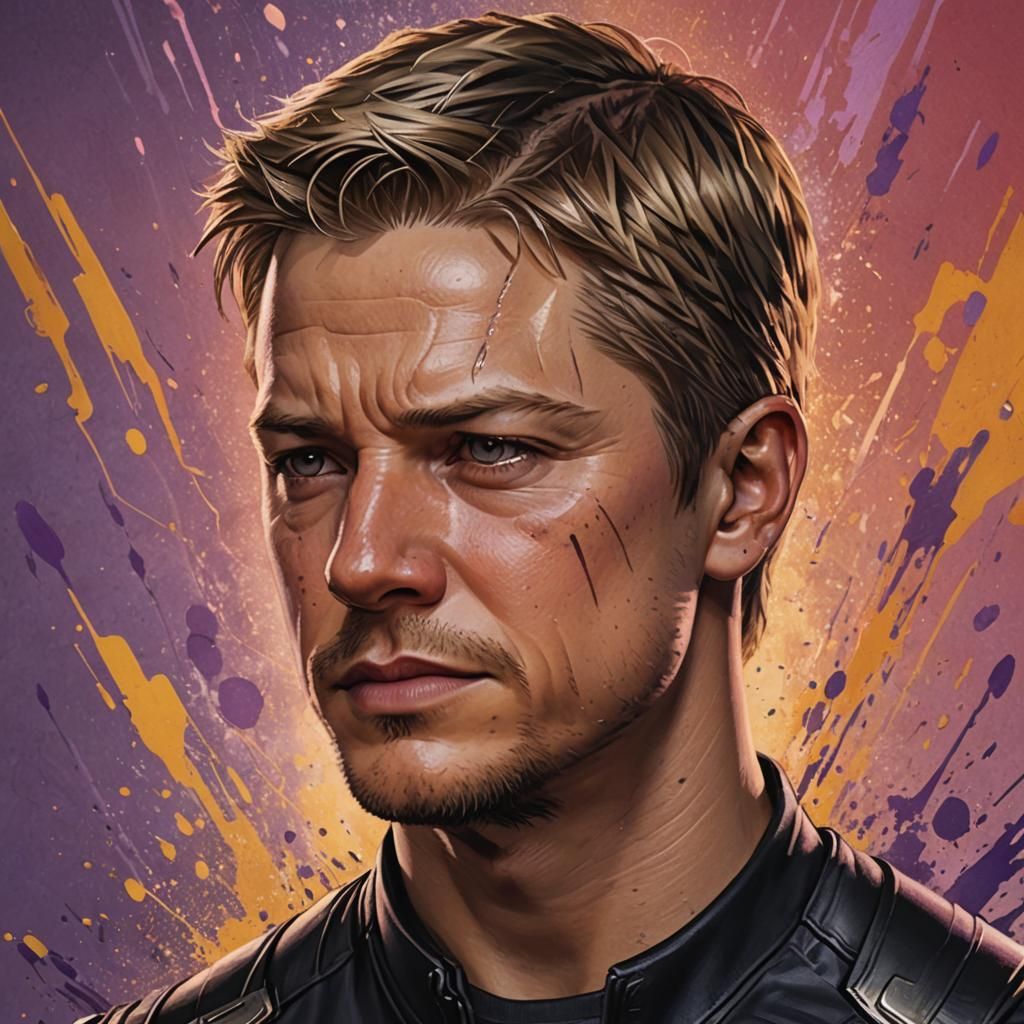 Hyperrealistic Portrait of Clint Barton in Splash Art Style