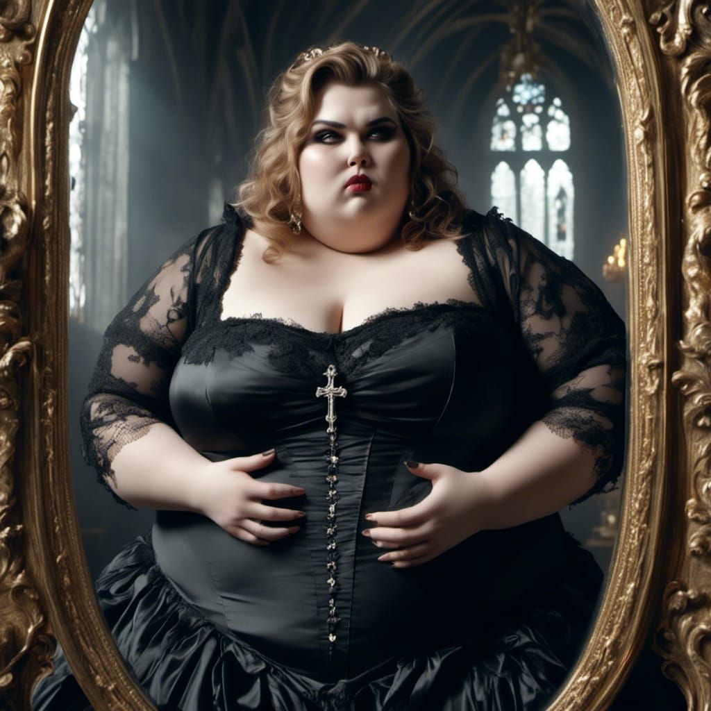 Surreal Reflection: Obese Woman and Her Thin Alter Ego
