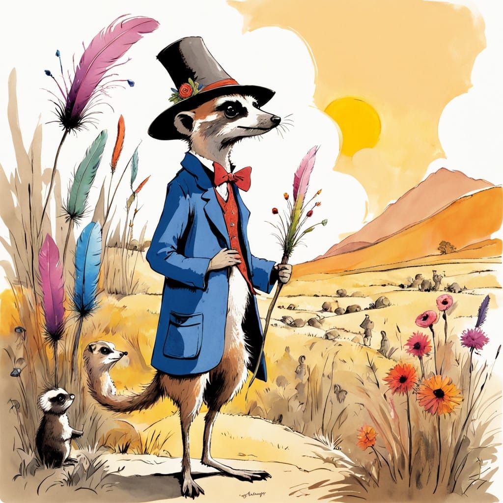 Meerkat in a Whimsical Top Hat