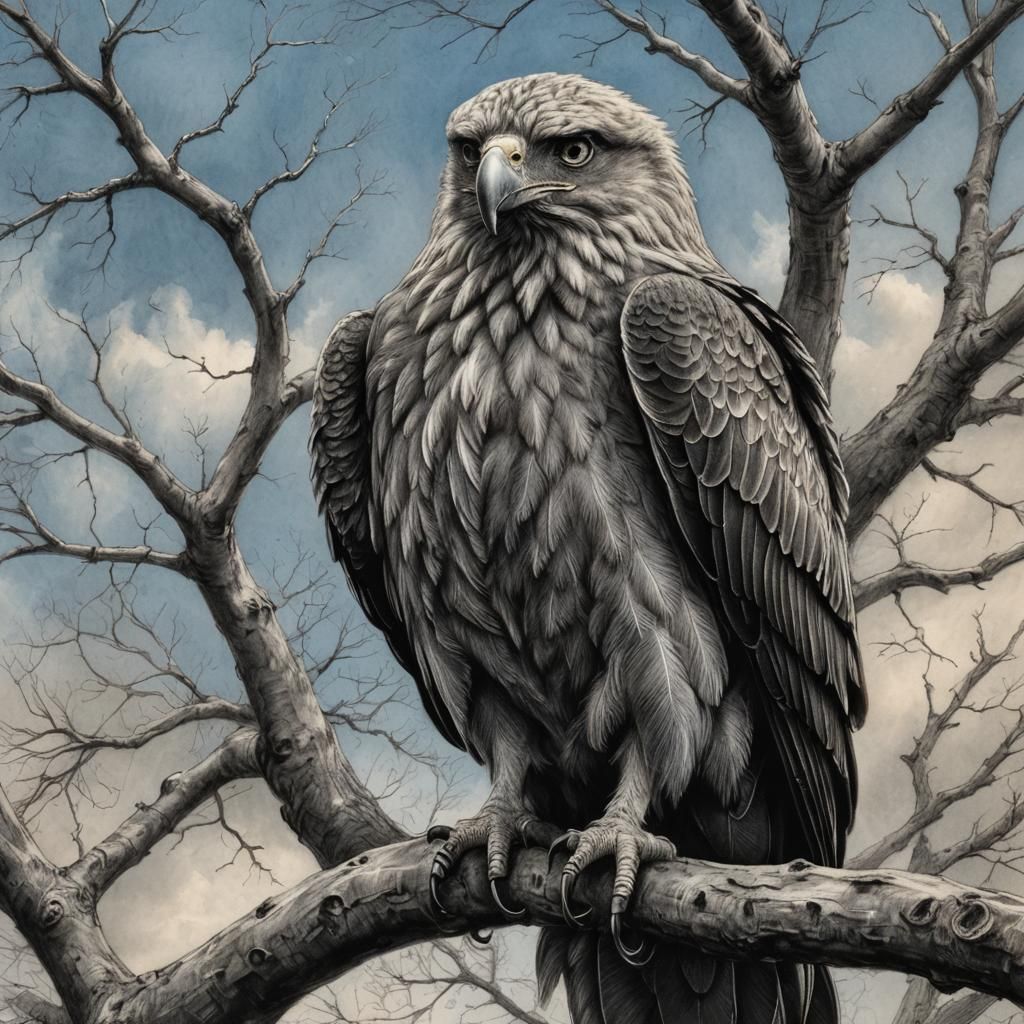 Majestic Golden Eagle Charcoal Drawing