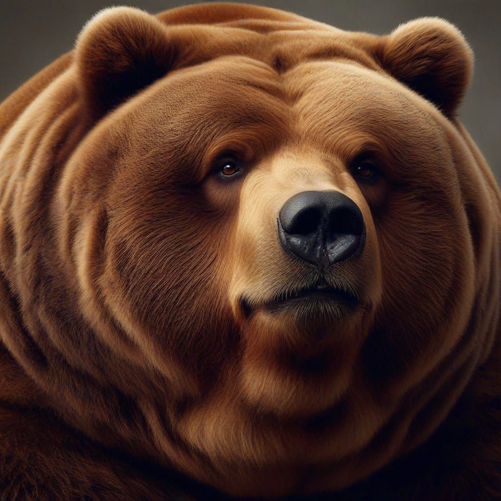 Sarcastic Grizzly Bear Close-Up in Studio