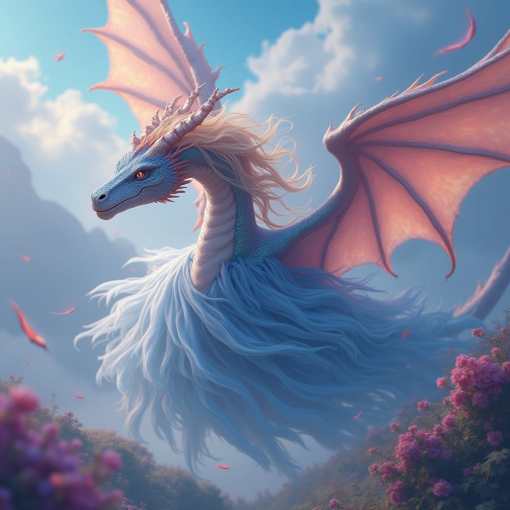 Aurora as a Dragon in Dreamlike Landscape