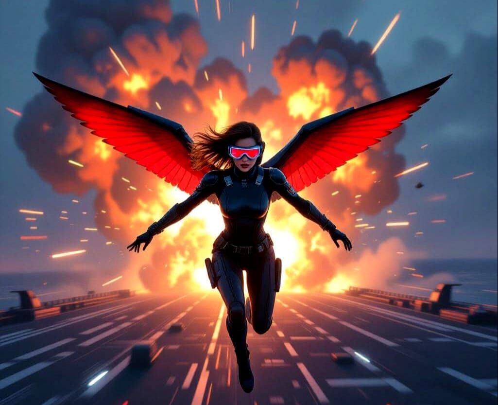 Cyberpunk Wingsuit Jump From Ship Explosion