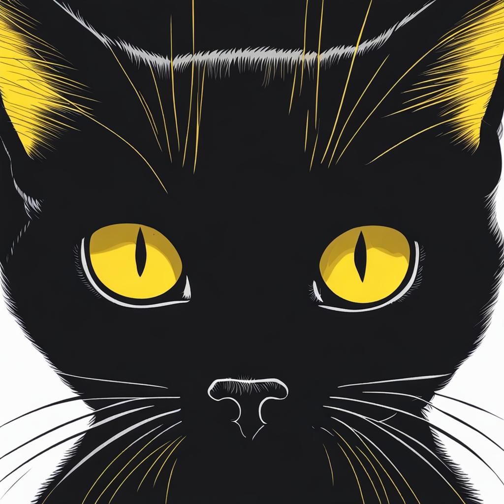Intense Yellow Cat Eyes in Shadowy Darkness