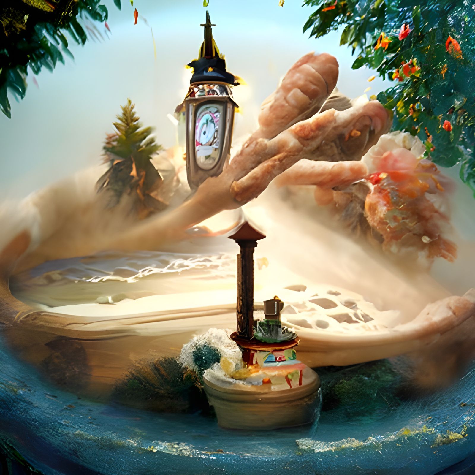 Ethereal Beach Clock in Thomas Kinkade Style
