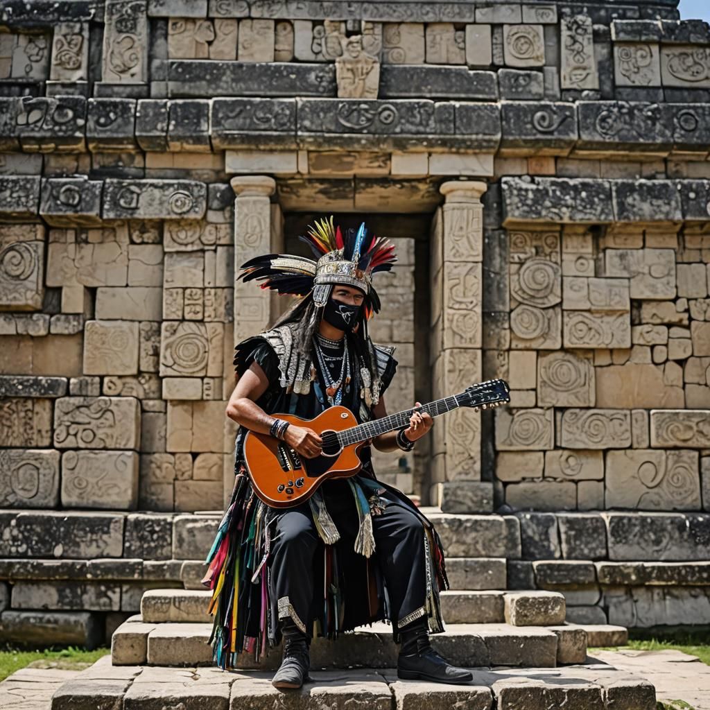 Mayan Warrior Shreds Guitar at Chichen Itza