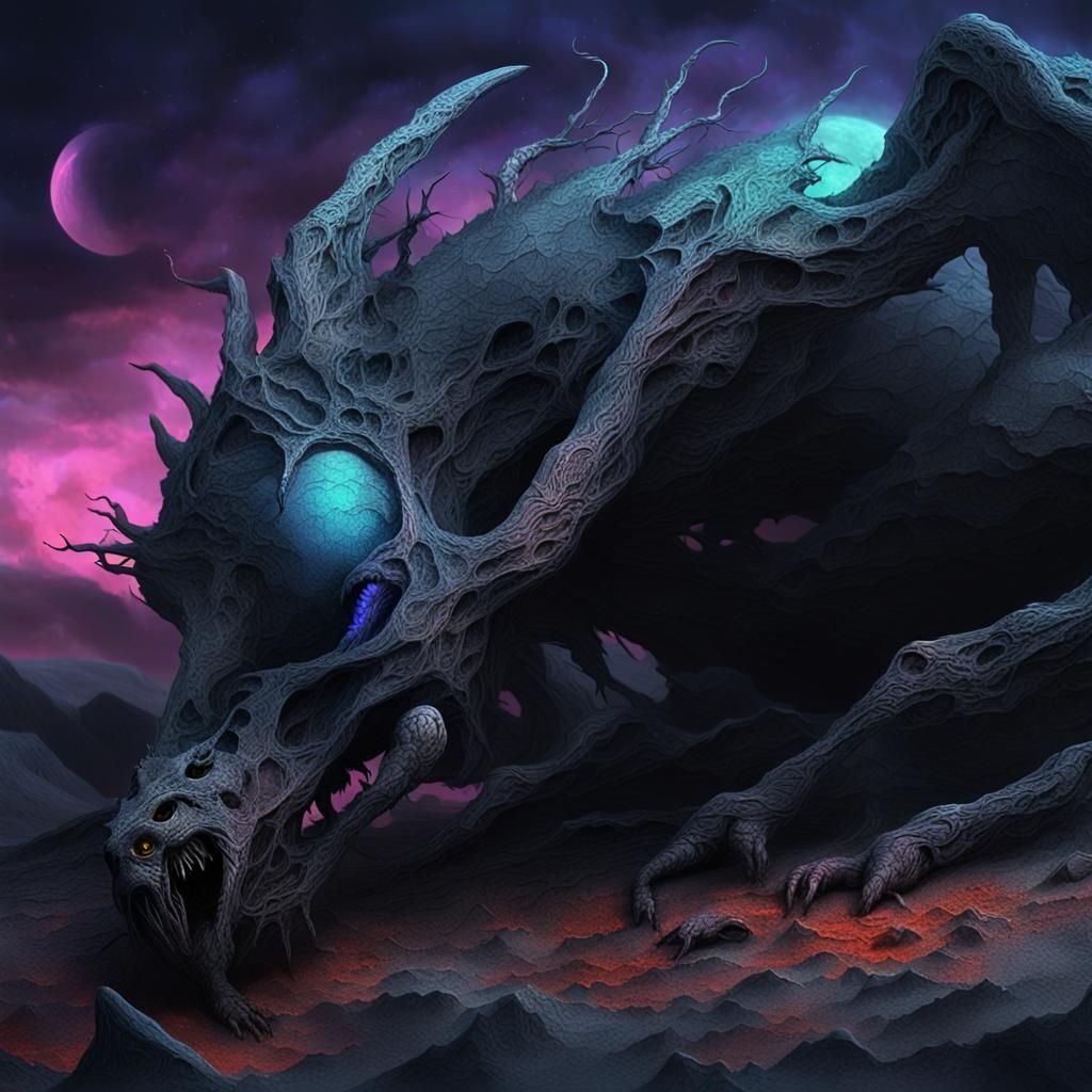 Eerie Angelic Creature Broken on the Moon: Surreal Digital A...