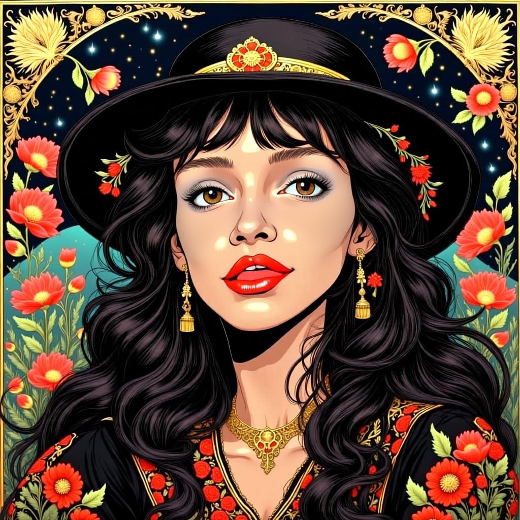 Elegant Portrait in Palekh Style