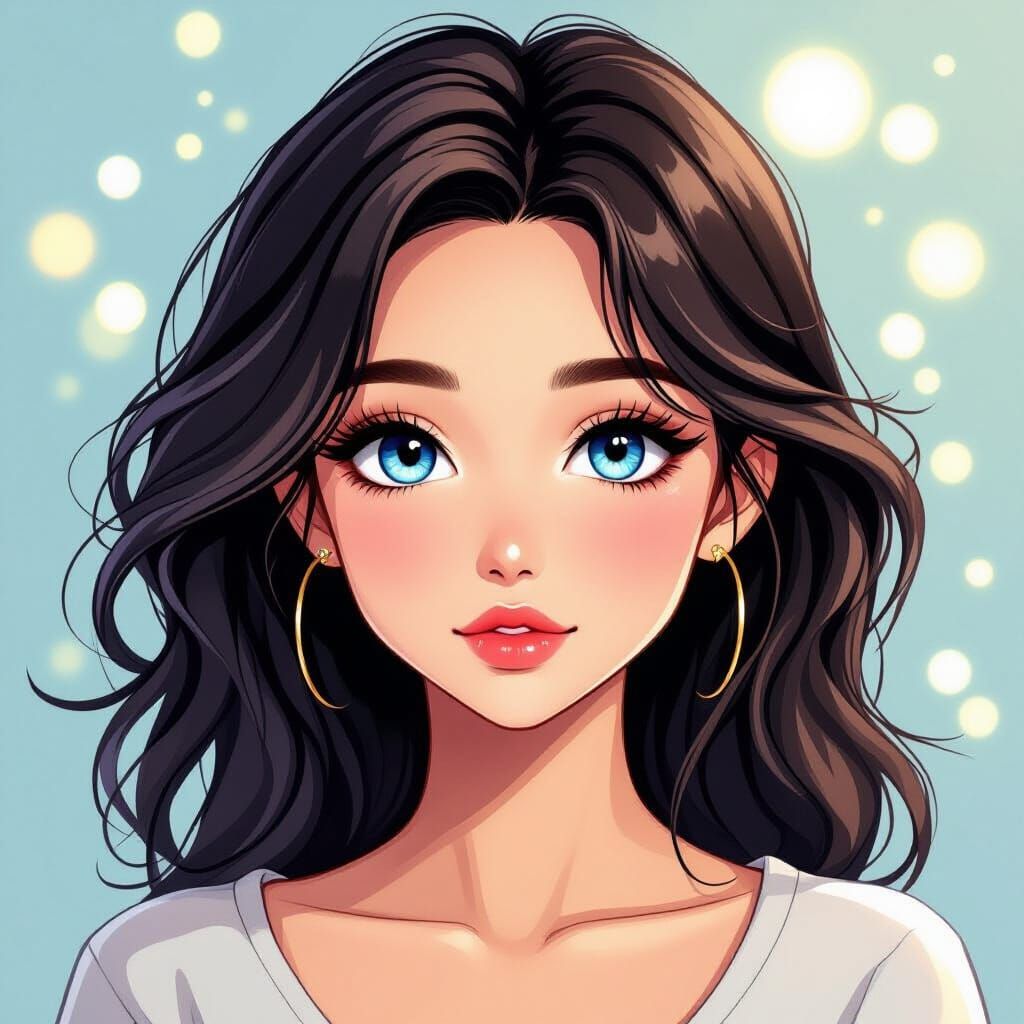 Anime Woman's Eyes: Beauty in Semi-Realistic Style