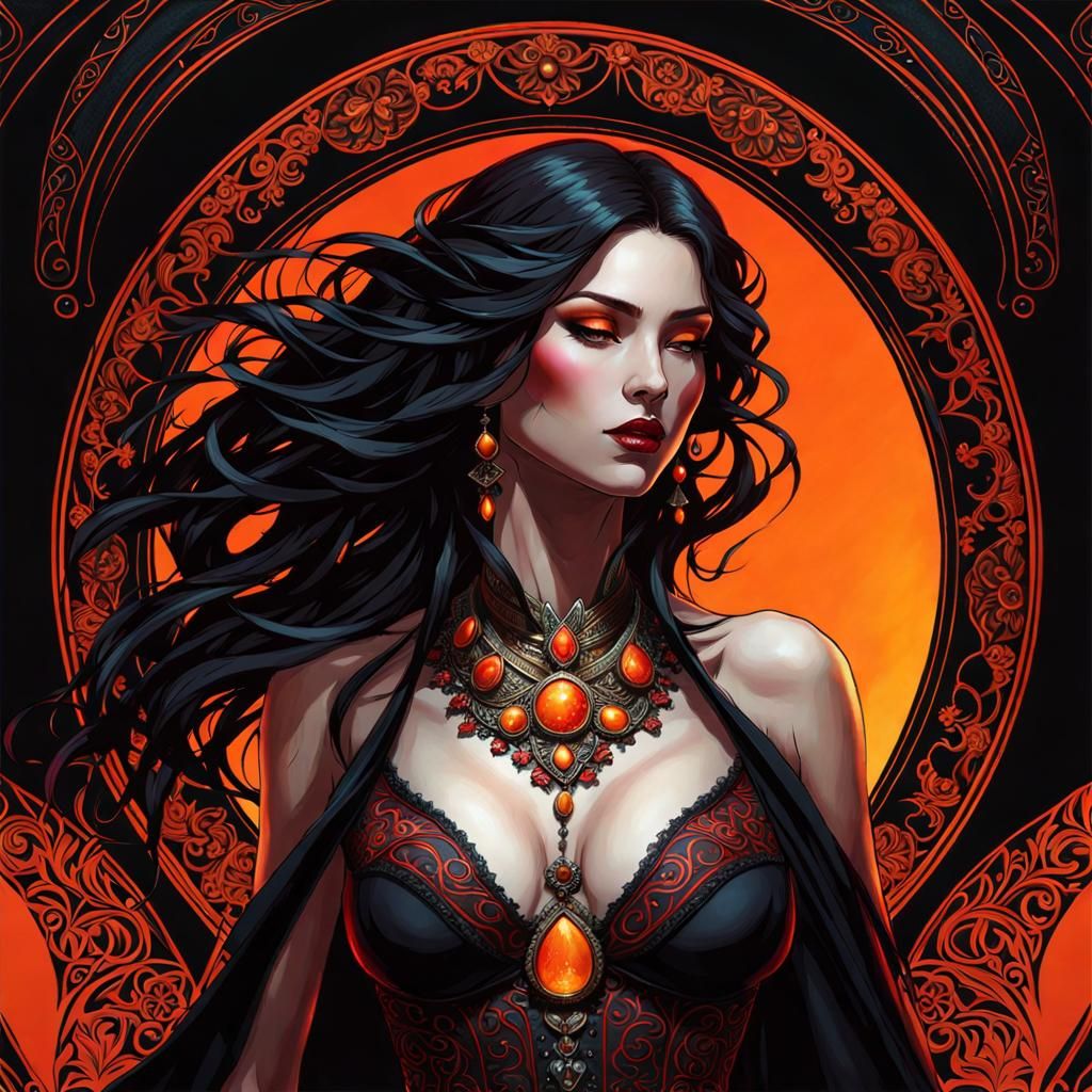 Gothic Spanish Beauty in Art Nouveau Style