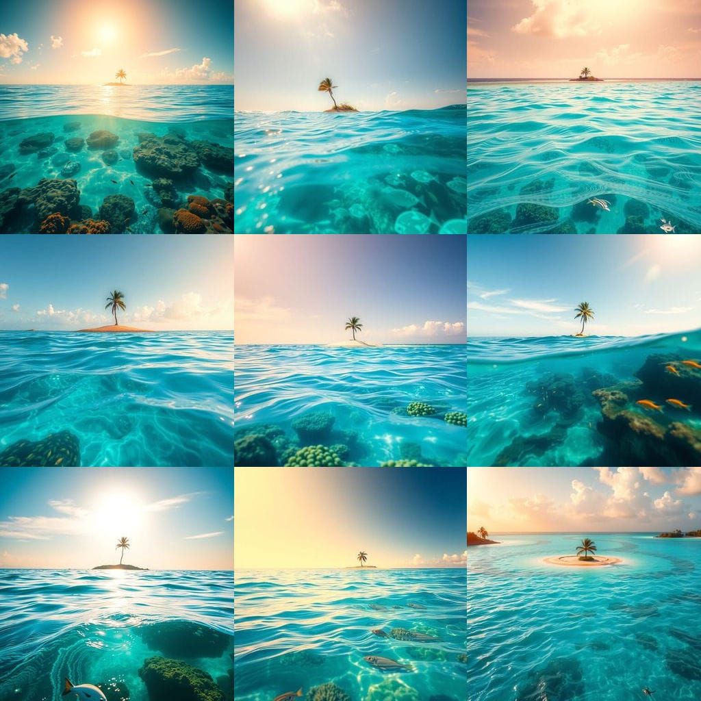 Serene Tropical Paradise in Vibrant Colors and Intricate Det...