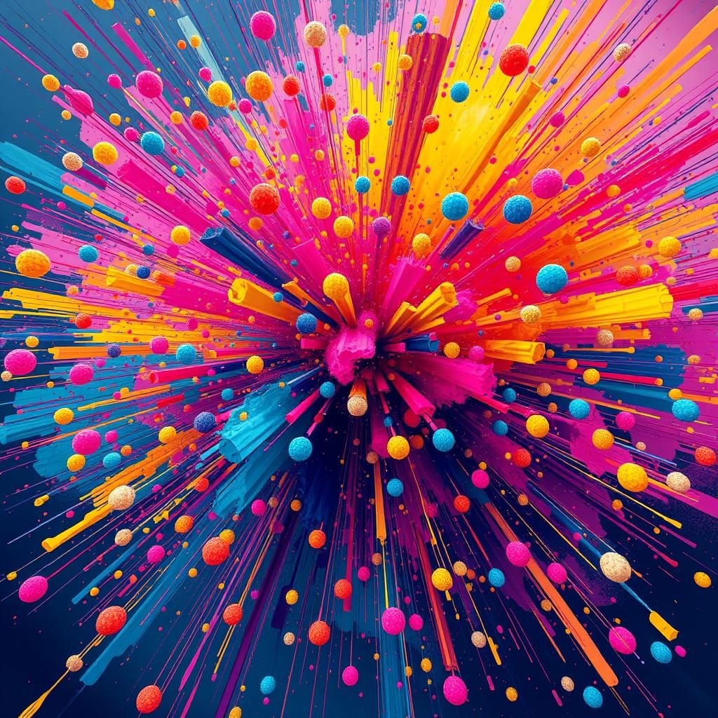 Vibrant Digital Art in Explosive Color Palette with Dynamic ...