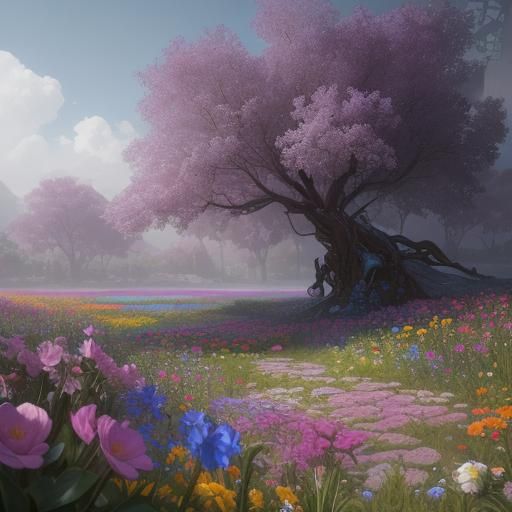 1954 Dodge Silhouette in a Colorful Flower Field