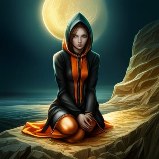 Mysterious Elf Girl on the Moon