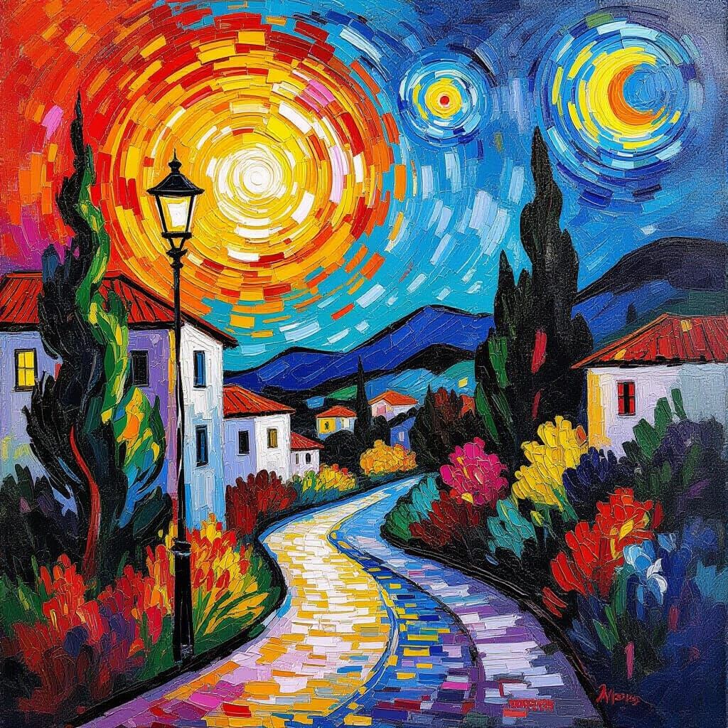Vibrant Elements Collide in Neo-Impressionist Style