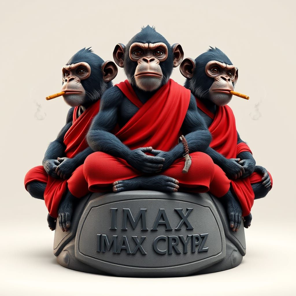 Monk Monkeys Meditating: Hyperrealistic 3D Illustration