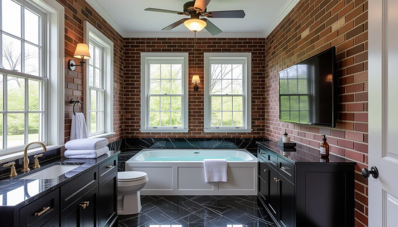 Vibrant Victorian Bathroom with Gothic Architectural Style