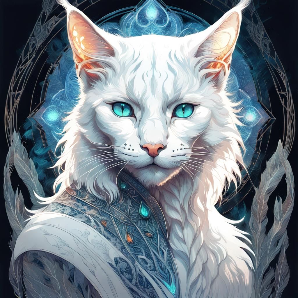 Portrait of a white feline