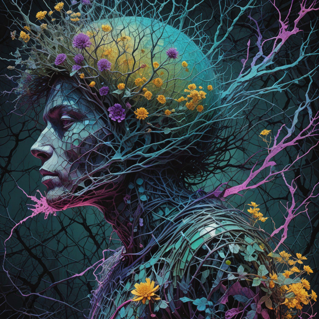 Ethereal Nihiluxe Figure Amidst Scarecrow Tree with Chromafl...