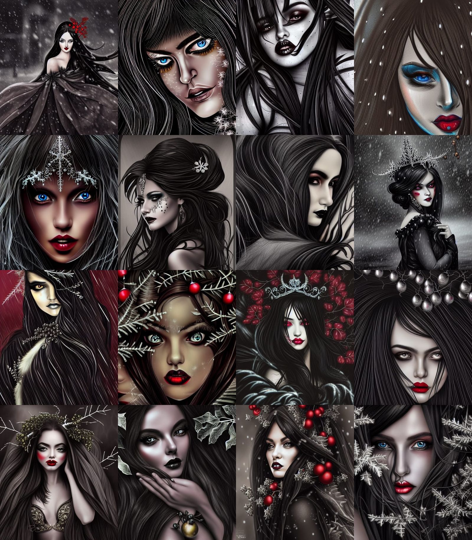 Evil Snow Princess Portrait with Mistletoe