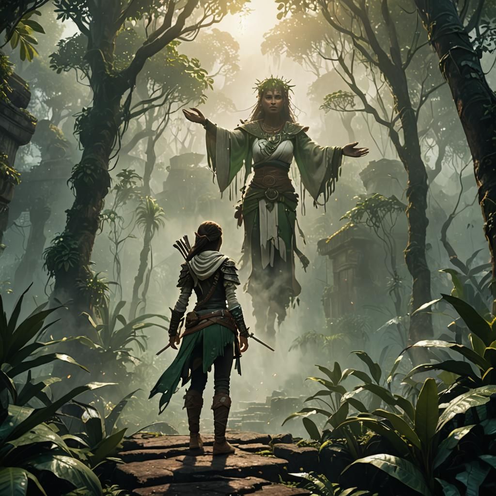 Jungle Assassin Casting Spell in a Dark Fantasy Art