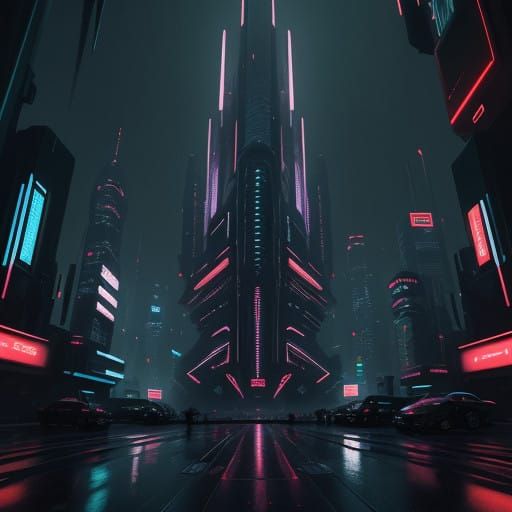 Futuristic Cityscape at Dusk, in Cyberpunk Style