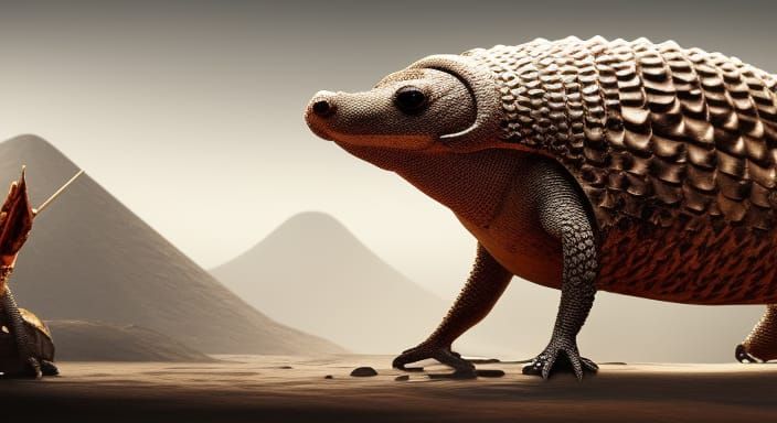 Armadillo with Volcanic Rock Shell: Fantasy Art