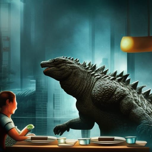 Godzilla's Fine Dining Experience with Sushi