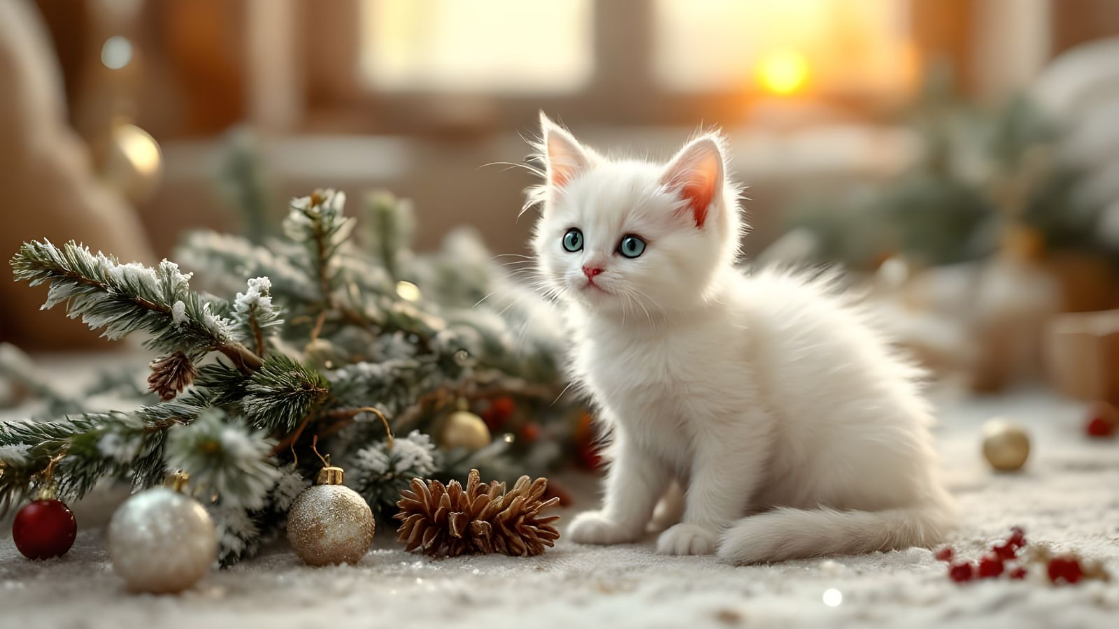 Kitten and Fallen Christmas Tree: DSLR Photography